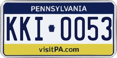 PA license plate KKI0053