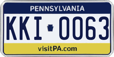 PA license plate KKI0063