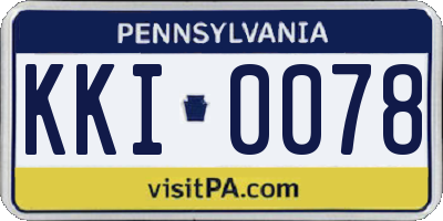 PA license plate KKI0078