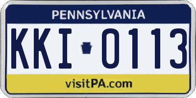 PA license plate KKI0113
