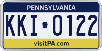 PA license plate KKI0122