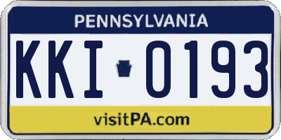 PA license plate KKI0193