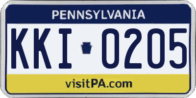 PA license plate KKI0205
