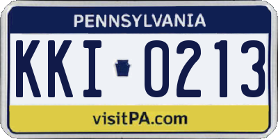 PA license plate KKI0213
