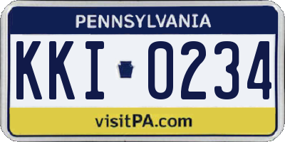 PA license plate KKI0234