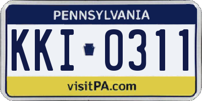 PA license plate KKI0311