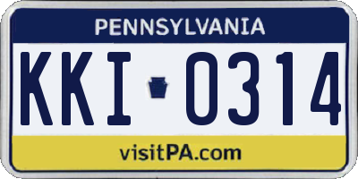 PA license plate KKI0314
