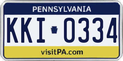 PA license plate KKI0334
