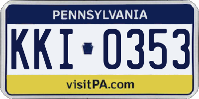 PA license plate KKI0353