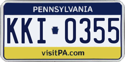 PA license plate KKI0355