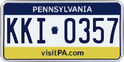 PA license plate KKI0357
