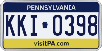 PA license plate KKI0398