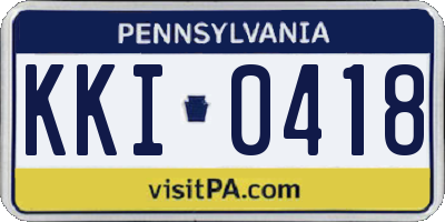 PA license plate KKI0418