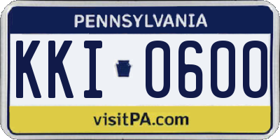 PA license plate KKI0600