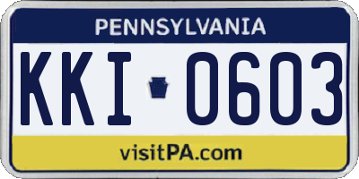 PA license plate KKI0603