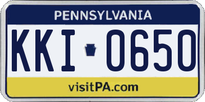PA license plate KKI0650