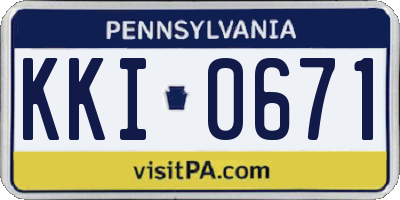 PA license plate KKI0671