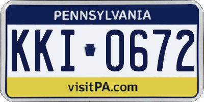 PA license plate KKI0672