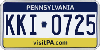 PA license plate KKI0725