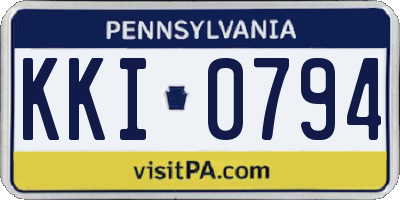 PA license plate KKI0794