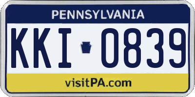 PA license plate KKI0839