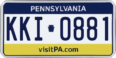 PA license plate KKI0881