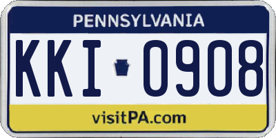PA license plate KKI0908