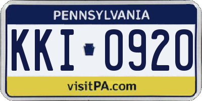 PA license plate KKI0920