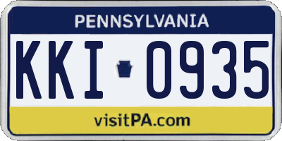 PA license plate KKI0935