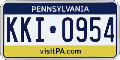 PA license plate KKI0954