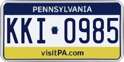 PA license plate KKI0985
