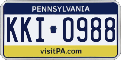PA license plate KKI0988
