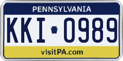 PA license plate KKI0989