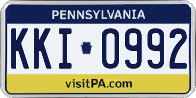PA license plate KKI0992