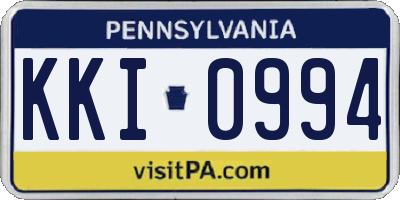 PA license plate KKI0994
