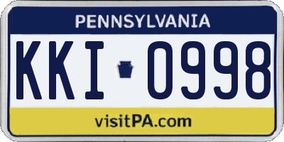 PA license plate KKI0998