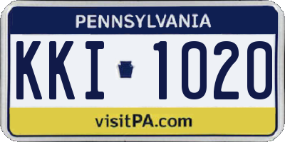 PA license plate KKI1020