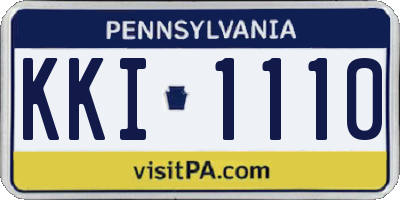 PA license plate KKI1110