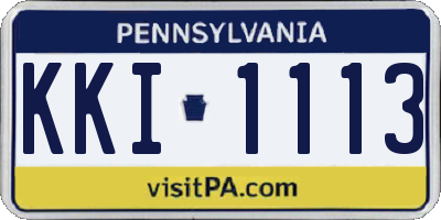 PA license plate KKI1113