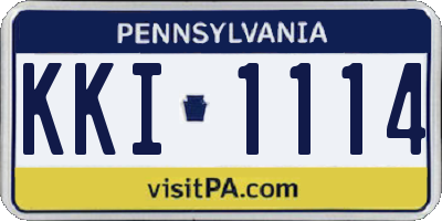 PA license plate KKI1114