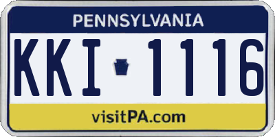 PA license plate KKI1116