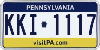 PA license plate KKI1117