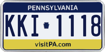 PA license plate KKI1118