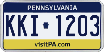 PA license plate KKI1203
