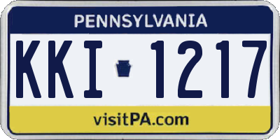 PA license plate KKI1217