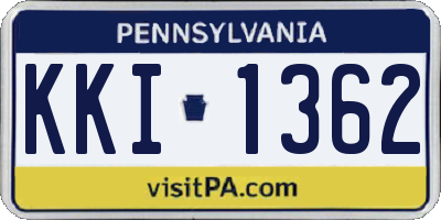 PA license plate KKI1362