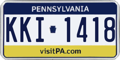 PA license plate KKI1418