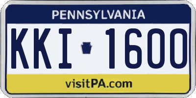 PA license plate KKI1600