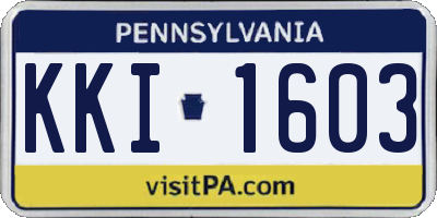 PA license plate KKI1603
