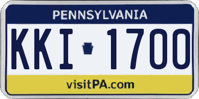 PA license plate KKI1700